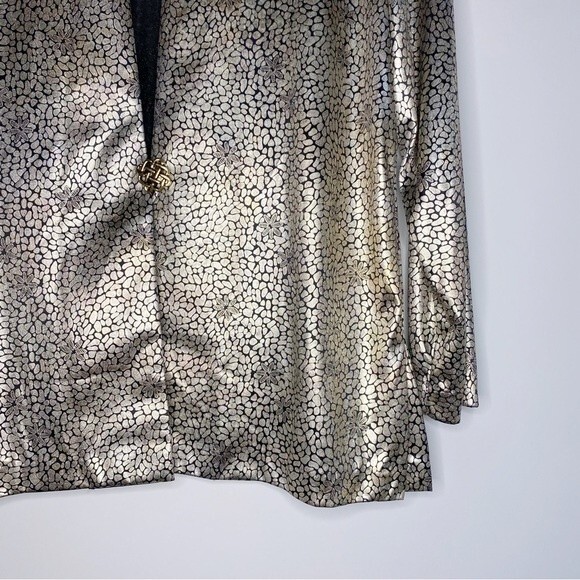 Jordan Ari Vintage Metallic Gold Semi Sheer Blazer with Shoulder Pads Size M - Picture 3 of 8